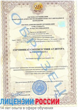 Образец сертификата соответствия аудитора №ST.RU.EXP.00006191-2 Грязовец Сертификат ISO 50001